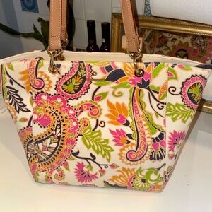 Spartina 449 Cream and Pink Floral Tote High Ebb Tote